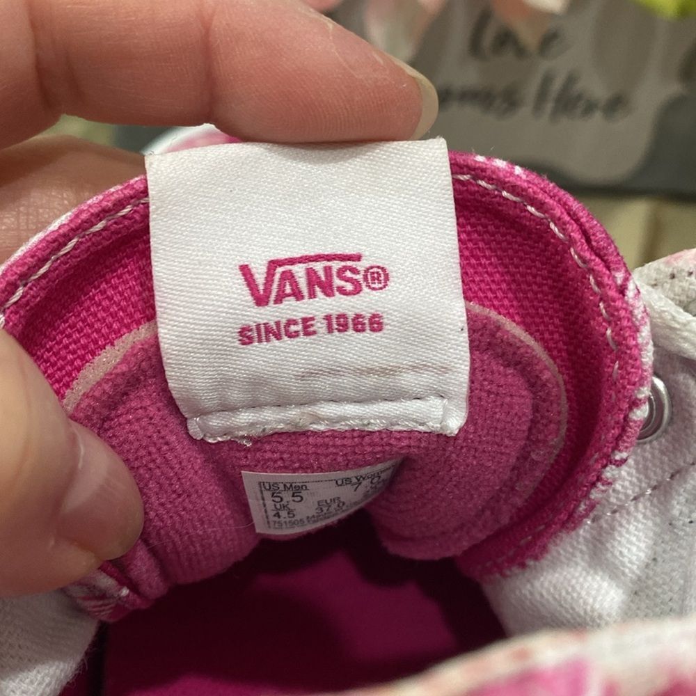 Vans Off the Wall Sk8-Hi Tapered Tie-Dye Hearts Fuchsia Pink Men 5.5 Women 7 - Picture 11 of 13
